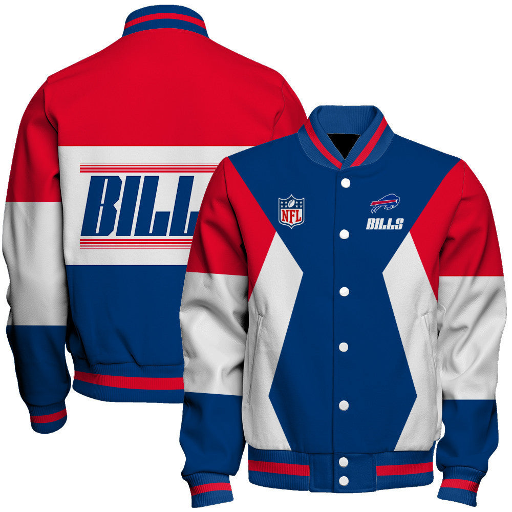 Buffalo Bills Printed Team Color-block Single-layer Thin Stand-collar Jacket