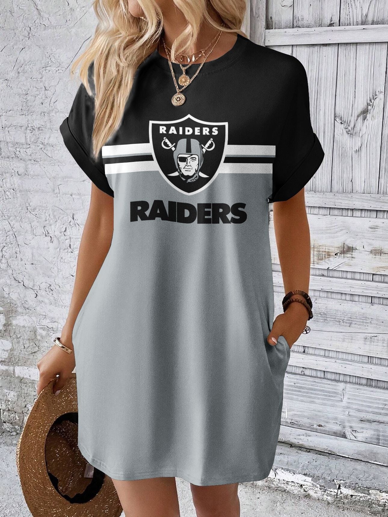Las Vegas Raiders Stylish Team Print Crew Neck Dress