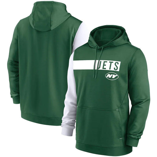 New York Jets Colorblock Performance Pullover Hoodie