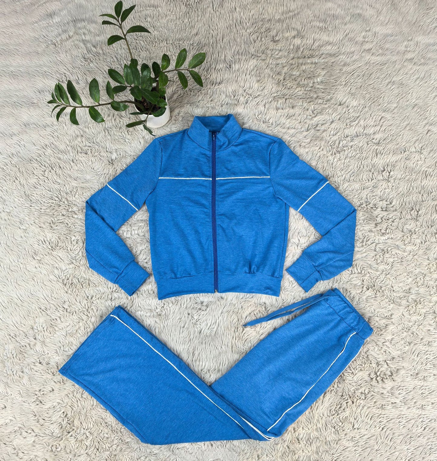 Casual Embroidered Zipper Sweatshirt and Jogger Pants Tracksuit