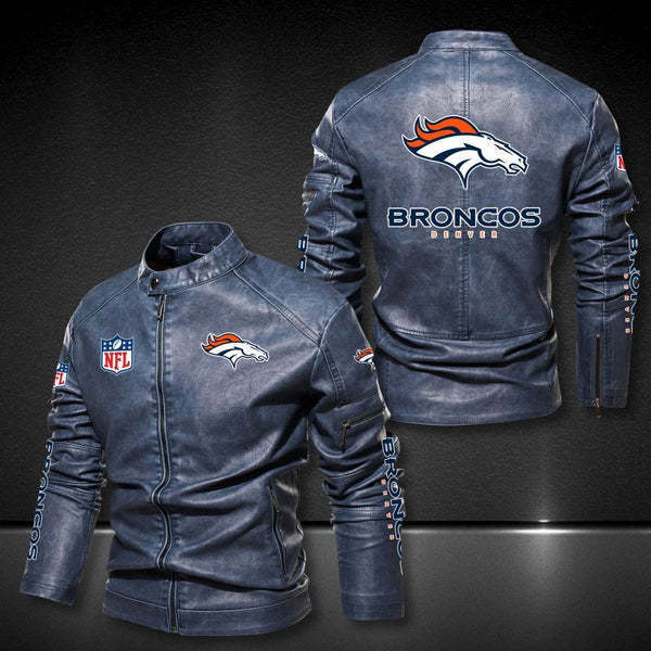 Denver Broncos Vintage Distressed Leather Jacket