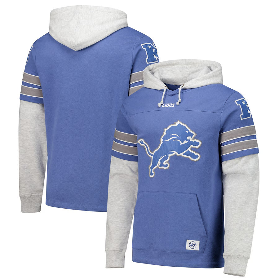 Detroit Lions Casual Sports Fake Two-piece Hoodie
