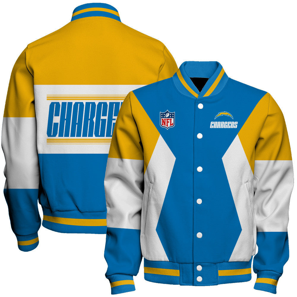 Los Angeles Chargers Printed Team Color-block Single-layer Thin Stand-collar Jacket