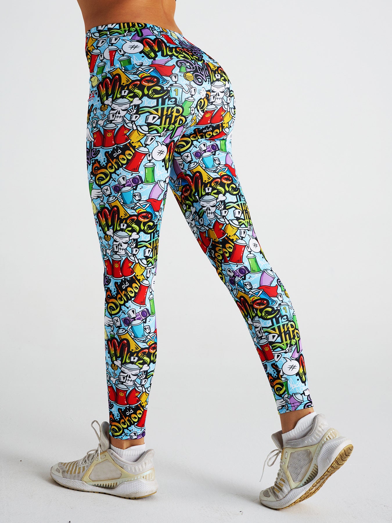 Abstract Cartoon Print High Waist Sports Fitness Yoga Pants