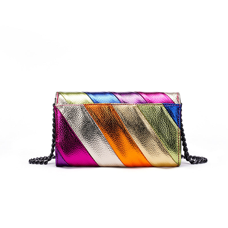 Rainbow Stitching Mobile Phone Shoulder Crossbody Bag