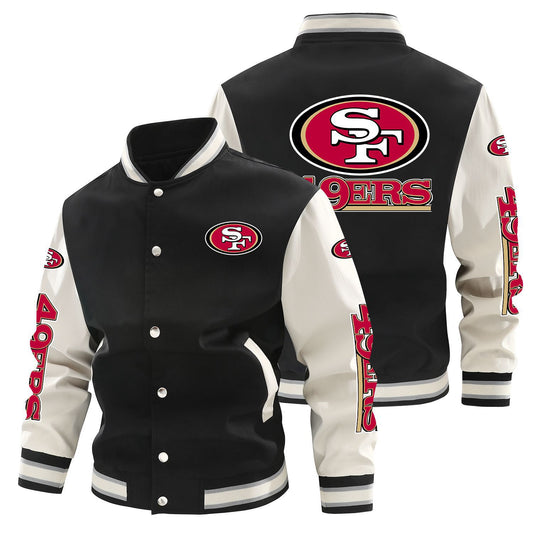 San Francisco 49ers Printed Sporty Loose-fit Baseball Jacket
