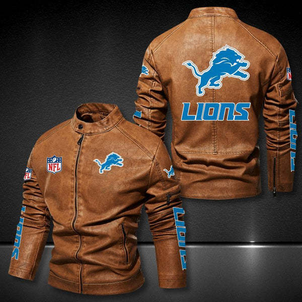 Detroit Lions Vintage Distressed Leather Jacket