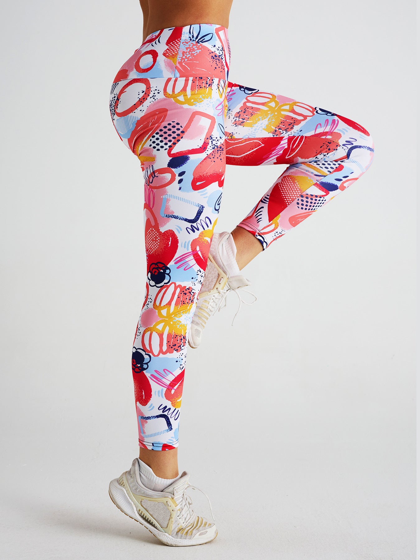 Pink Love Print High Waist Sports Fitness Yoga Pants
