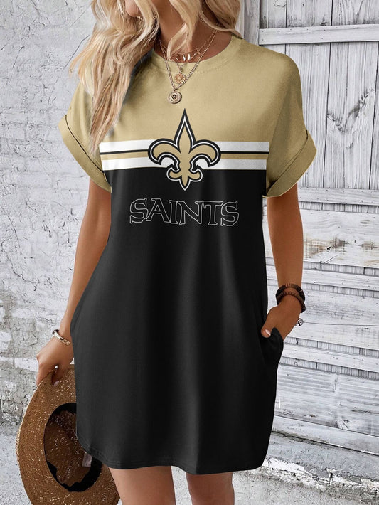 New Orleans Saints Stylish Team Print Crew Neck Dress