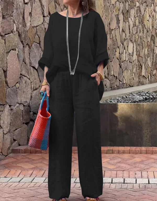Fashionable Linen Gradient Two-piece Suit