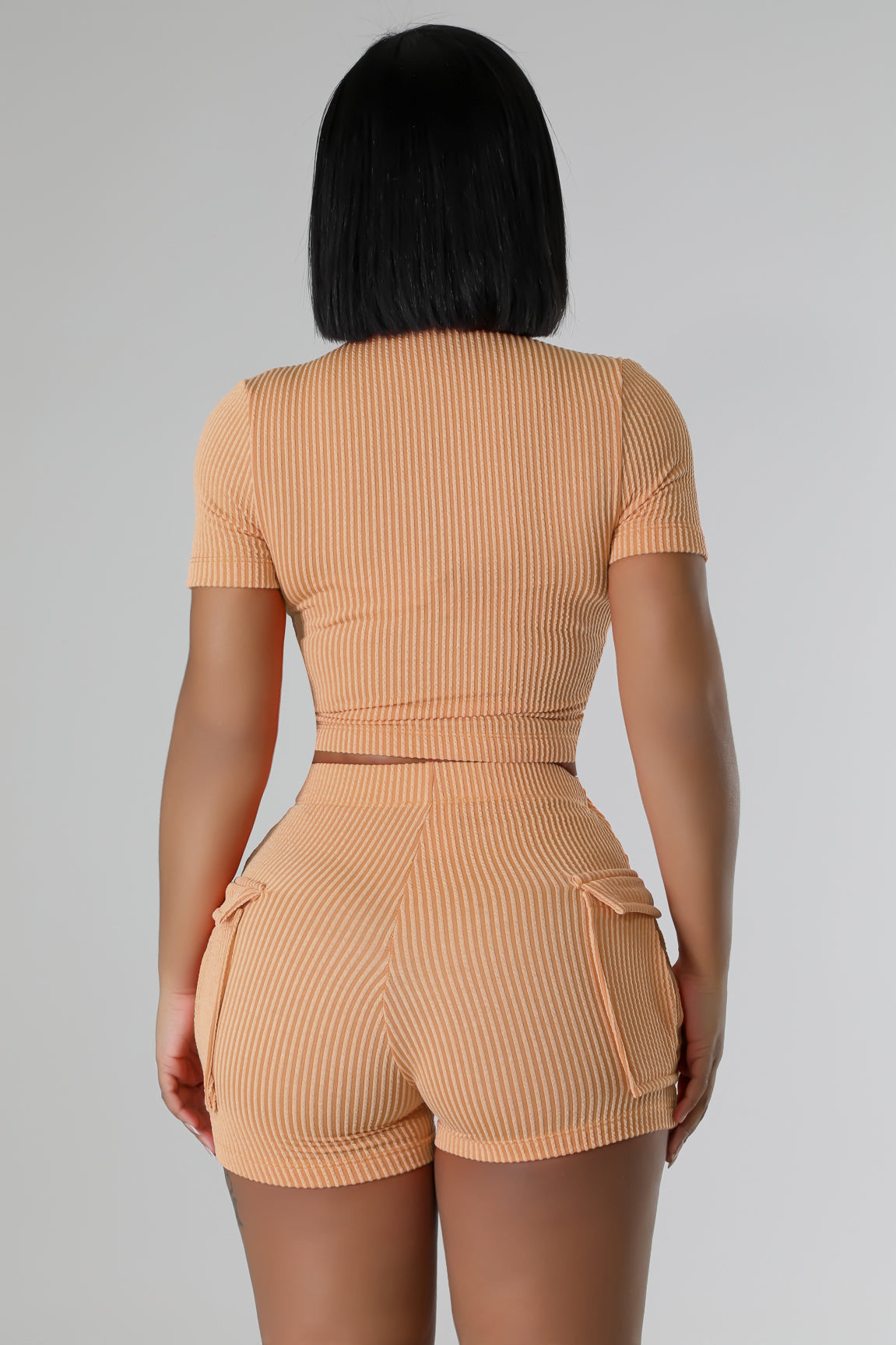 Fashion Two-way Zipper Casual Short-sleeved Shorts Suit