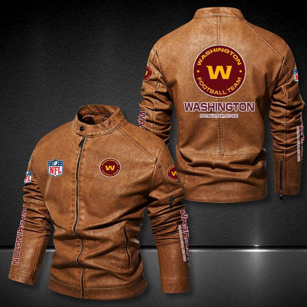 Washington Commanders Vintage Distressed Leather Jacket