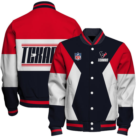 Houston Texans Printed Team Color-block Single-layer Thin Stand-collar Jacket