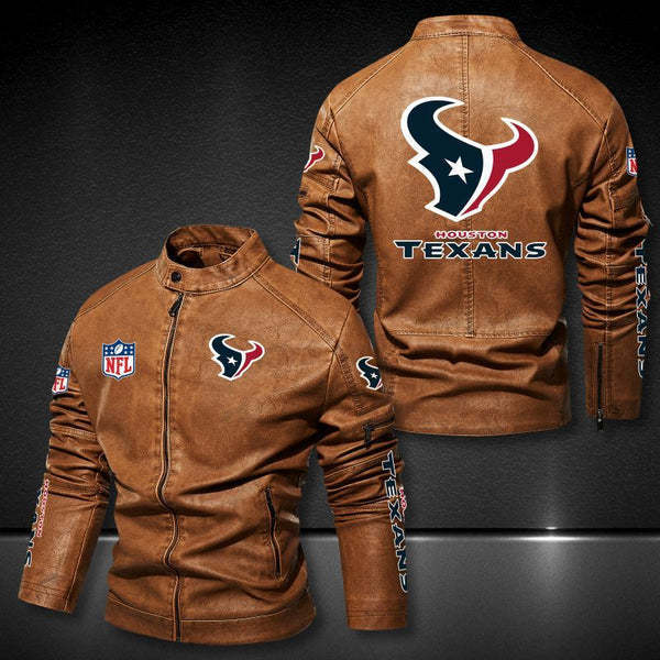 Houston Texans Vintage Distressed Leather Jacket