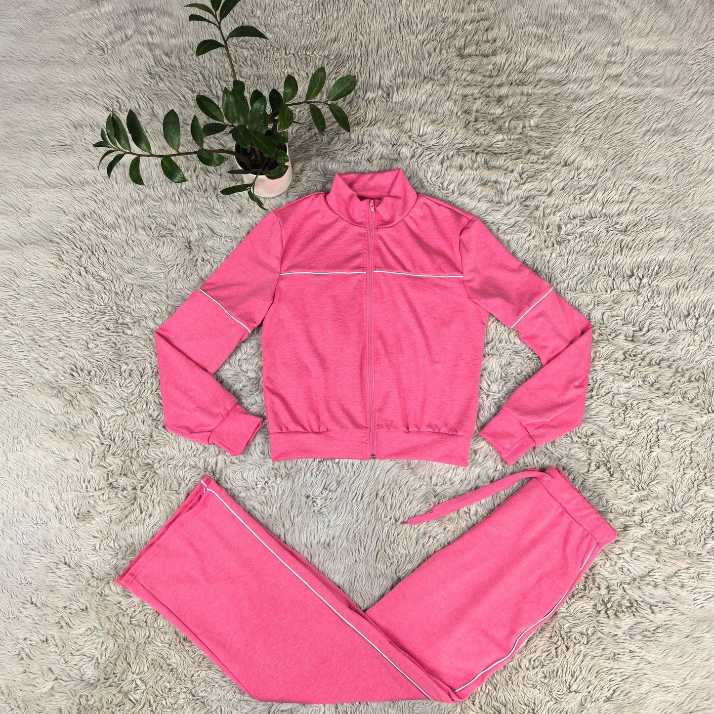 Casual Embroidered Zipper Sweatshirt and Jogger Pants Tracksuit