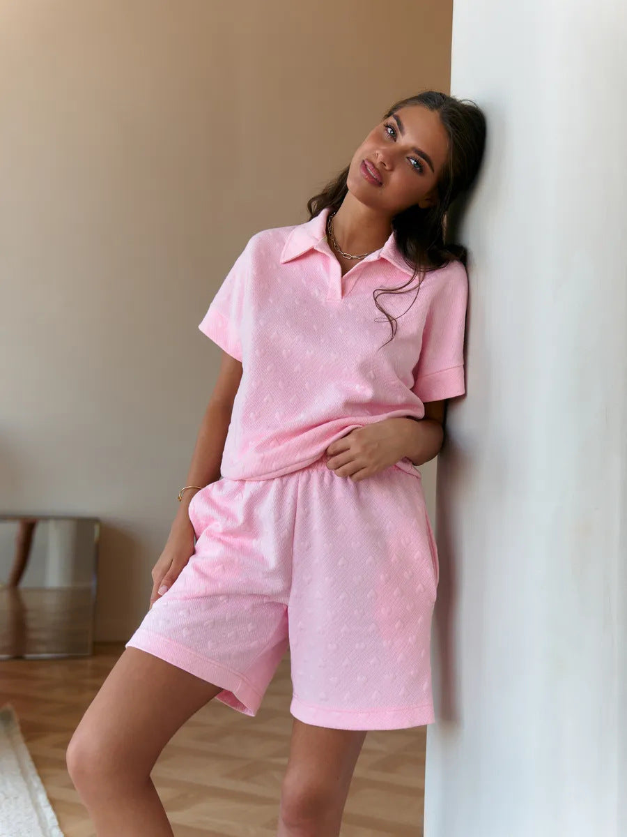 Solid Color Pullover Long-sleeved Sweatshirt and Shorts Casual Set