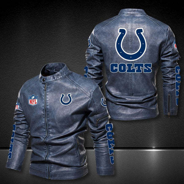 Indianapolis Colts Vintage Distressed Leather Jacket