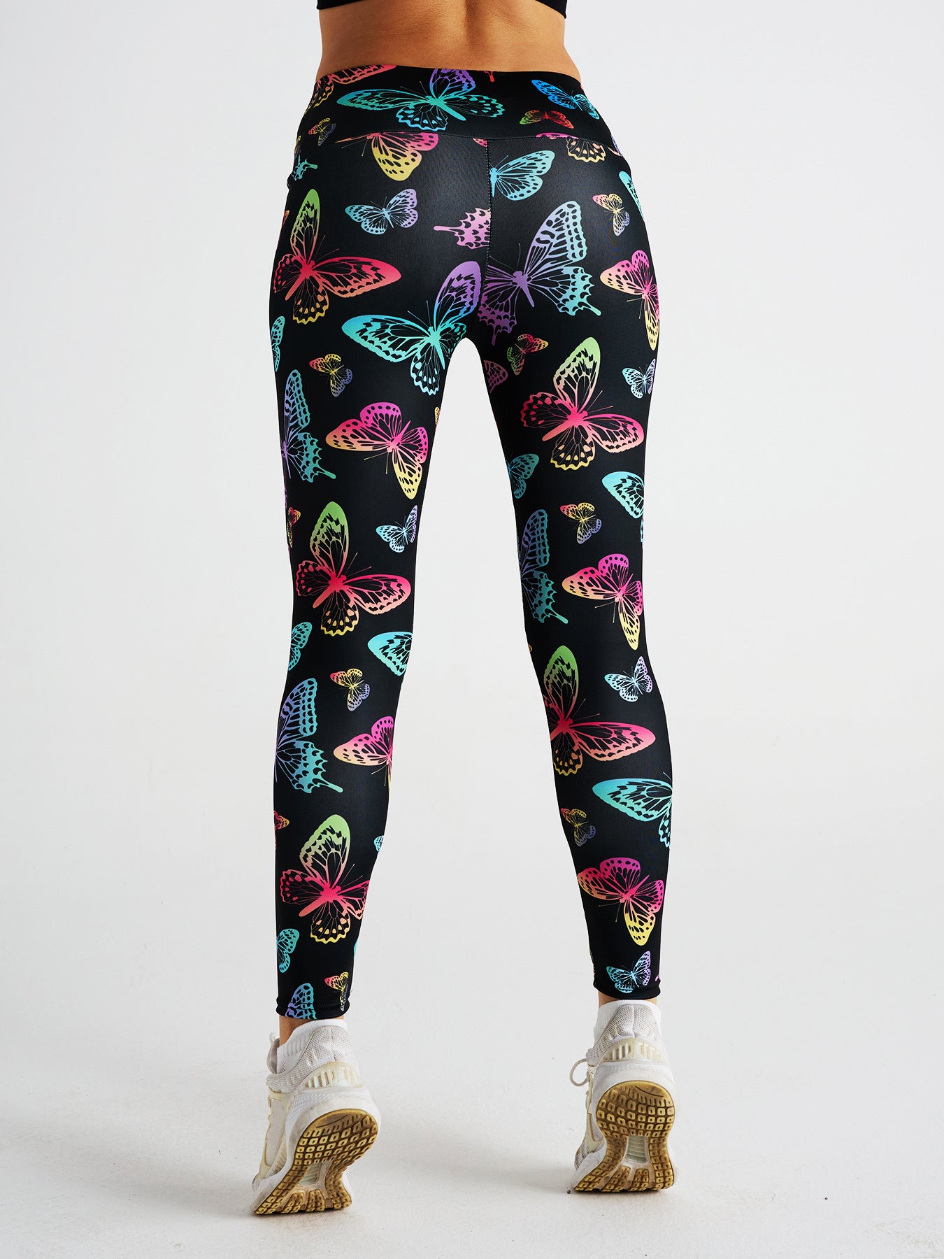 Colorful Butterfly Print High Waist Sports Fitness Yoga Pants