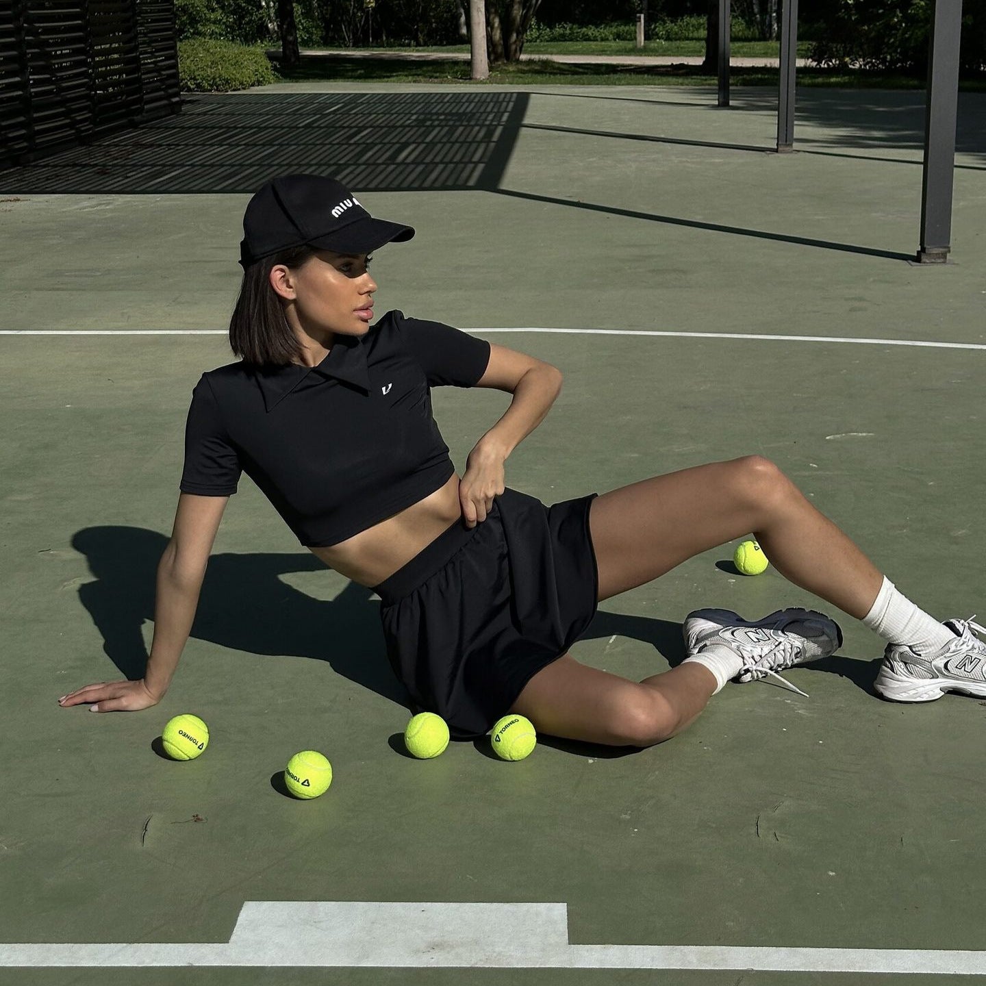 Collared Cropped Polo Shirt and Skirt Sporty Casual Set