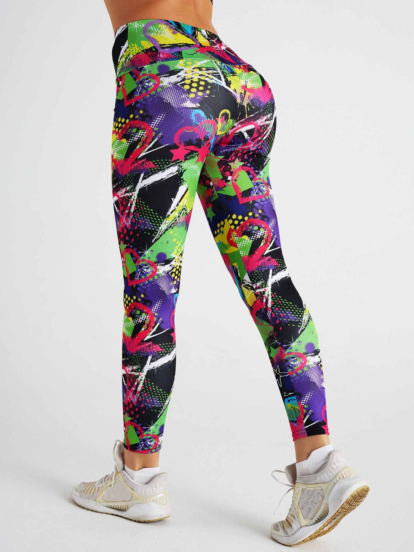 Abstract Love Star Print High Waist Sports Fitness Yoga Pants