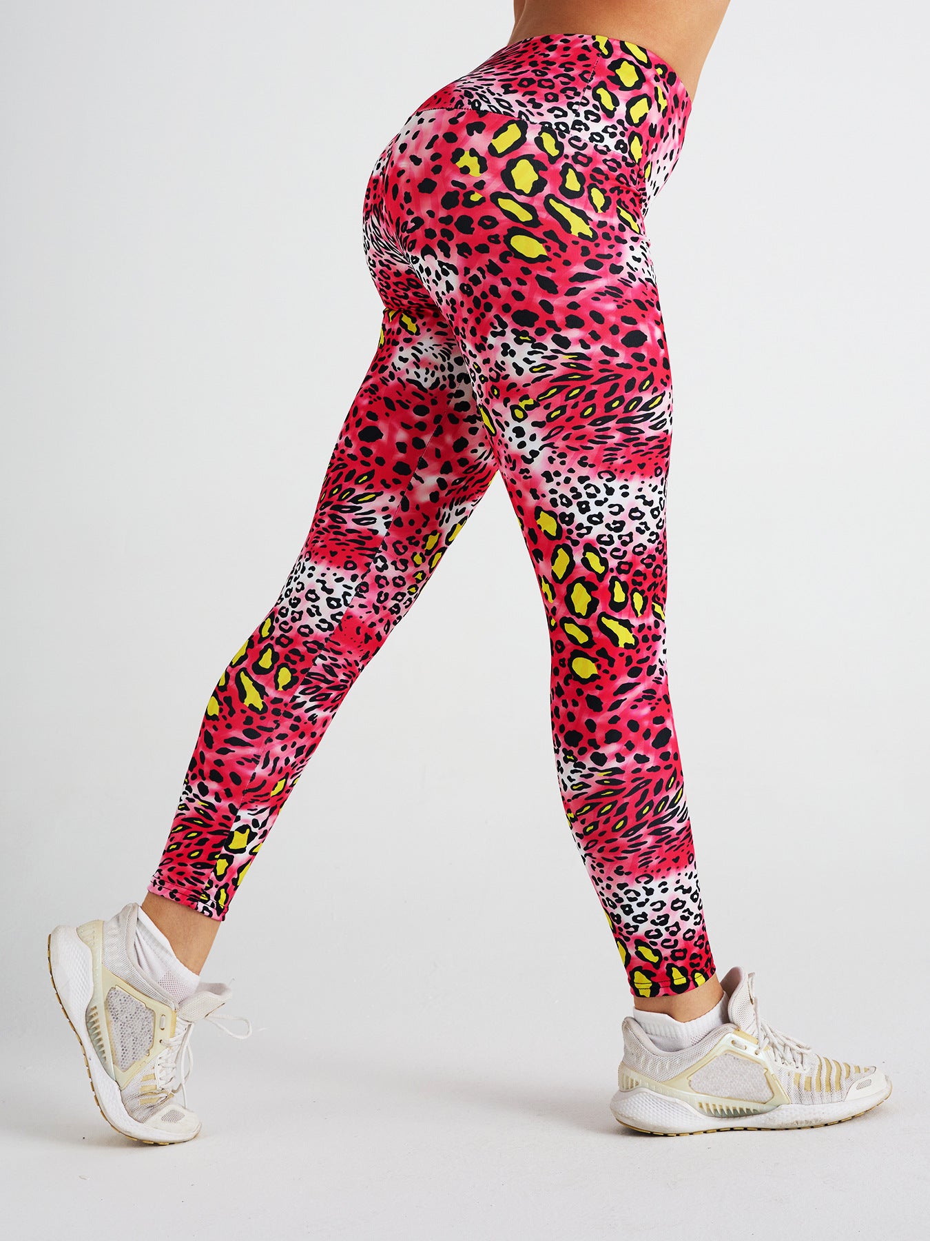 Pink Leopard Print High Waist Sports Fitness Yoga Pants