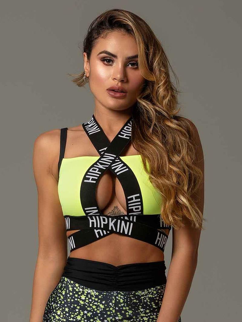 Sexy Contrasting Chest Hollow Cross Sports Suit