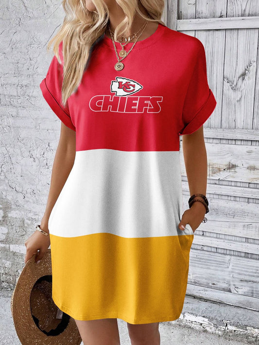 Kansas City Chiefs Stylish Team Print Crew Neck Dress