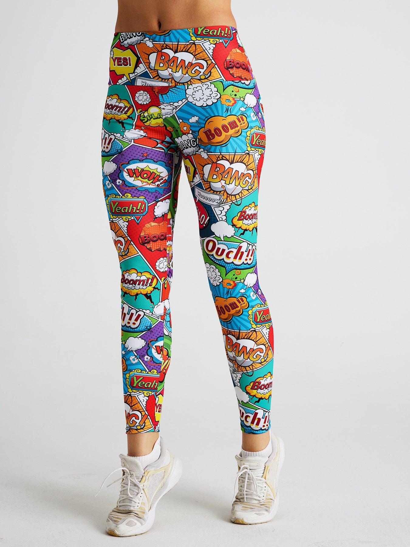 Cartoon Letter Print High Waist Sports Fitness Yoga Pants