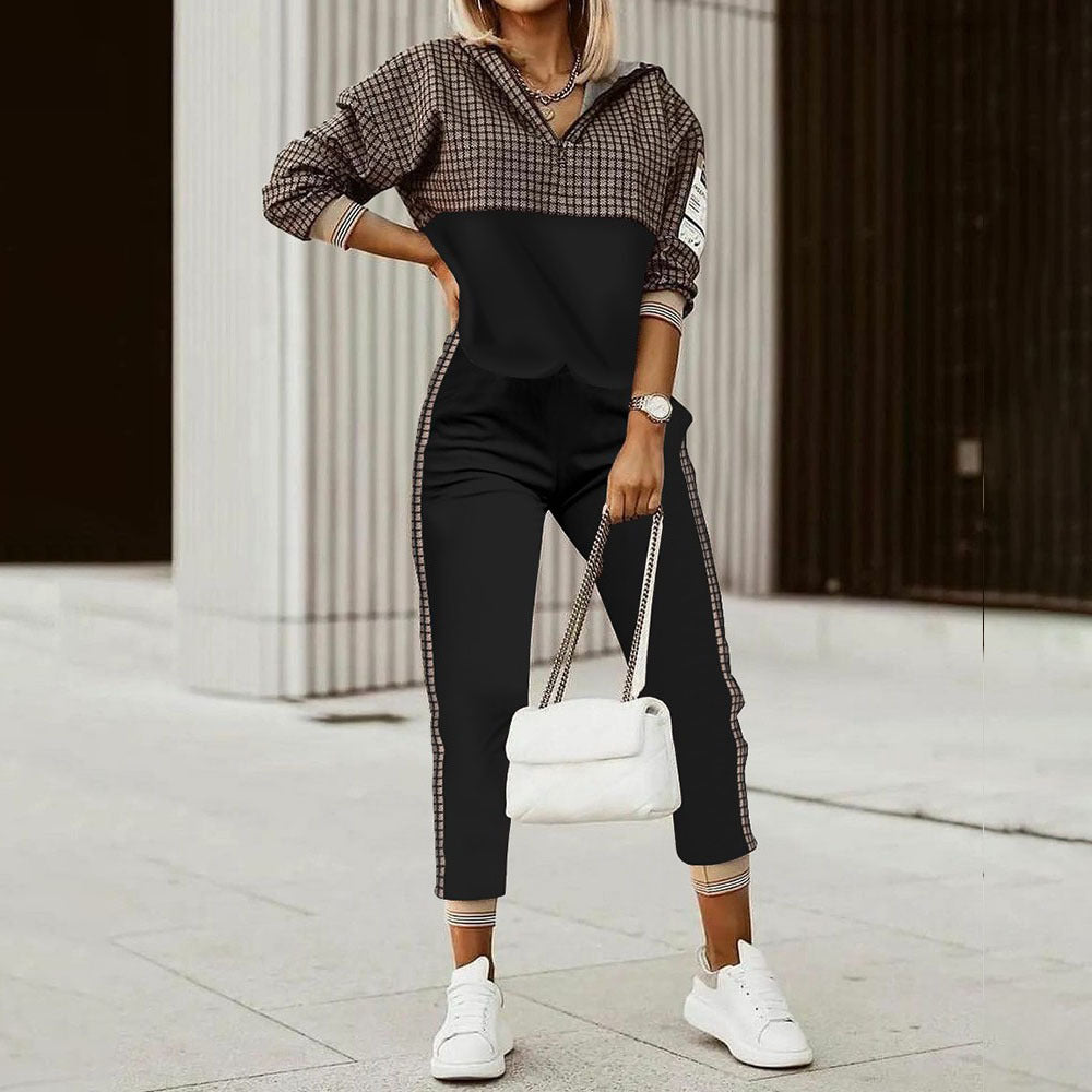 Popular Printed High-Quality Long-Sleeved Sweater and Pants Set