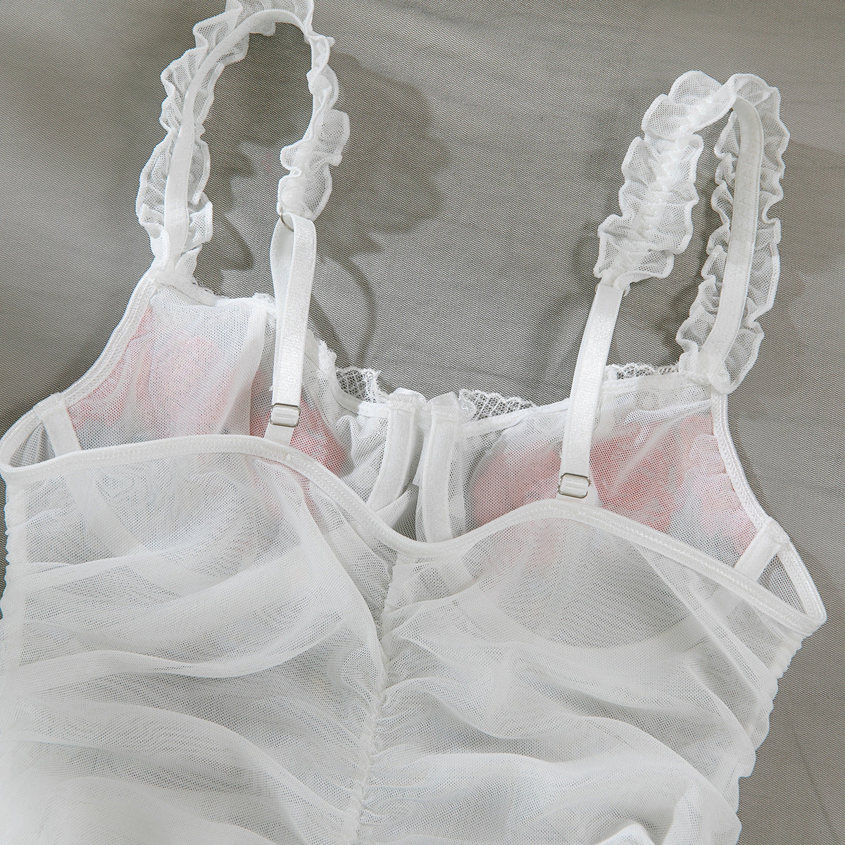 Sexy Lace See-through Stitching Embroidery Steel Ring Gathered One-piece Hip Nightdress