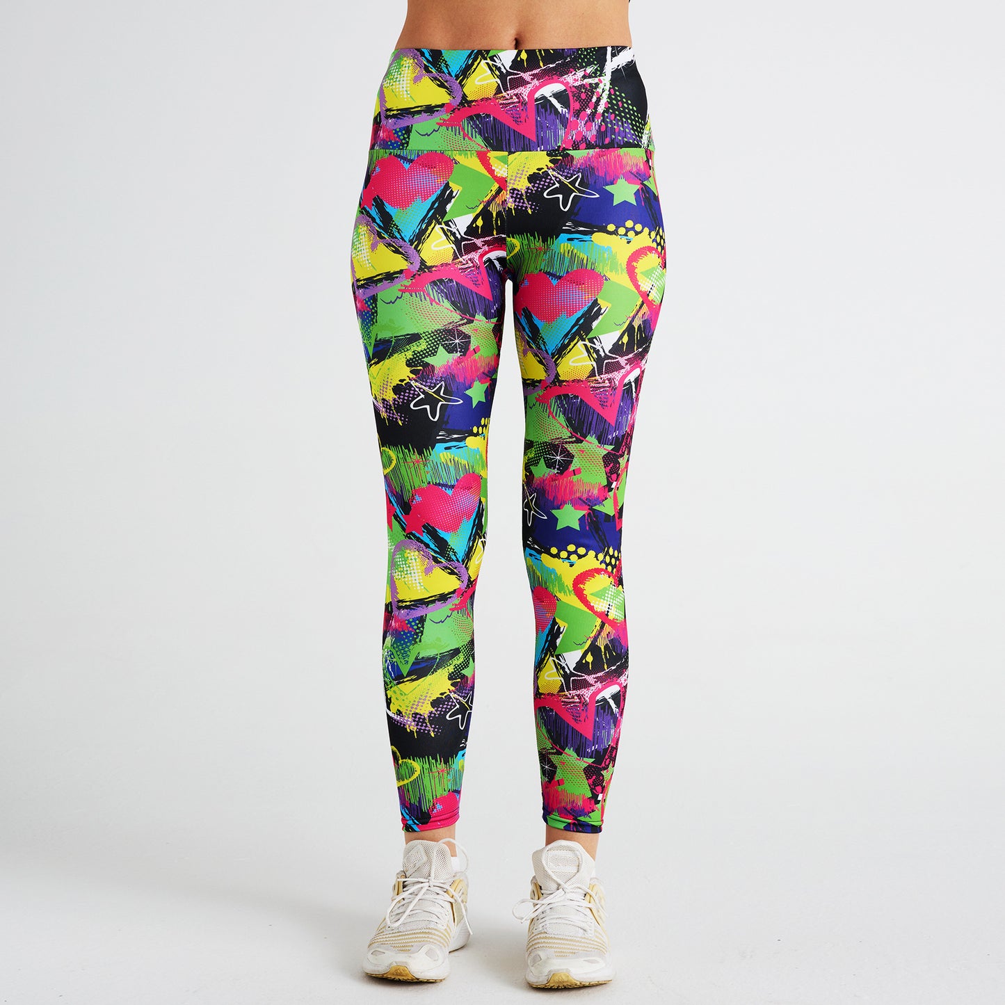 Abstract Love Star Print High Waist Sports Fitness Yoga Pants