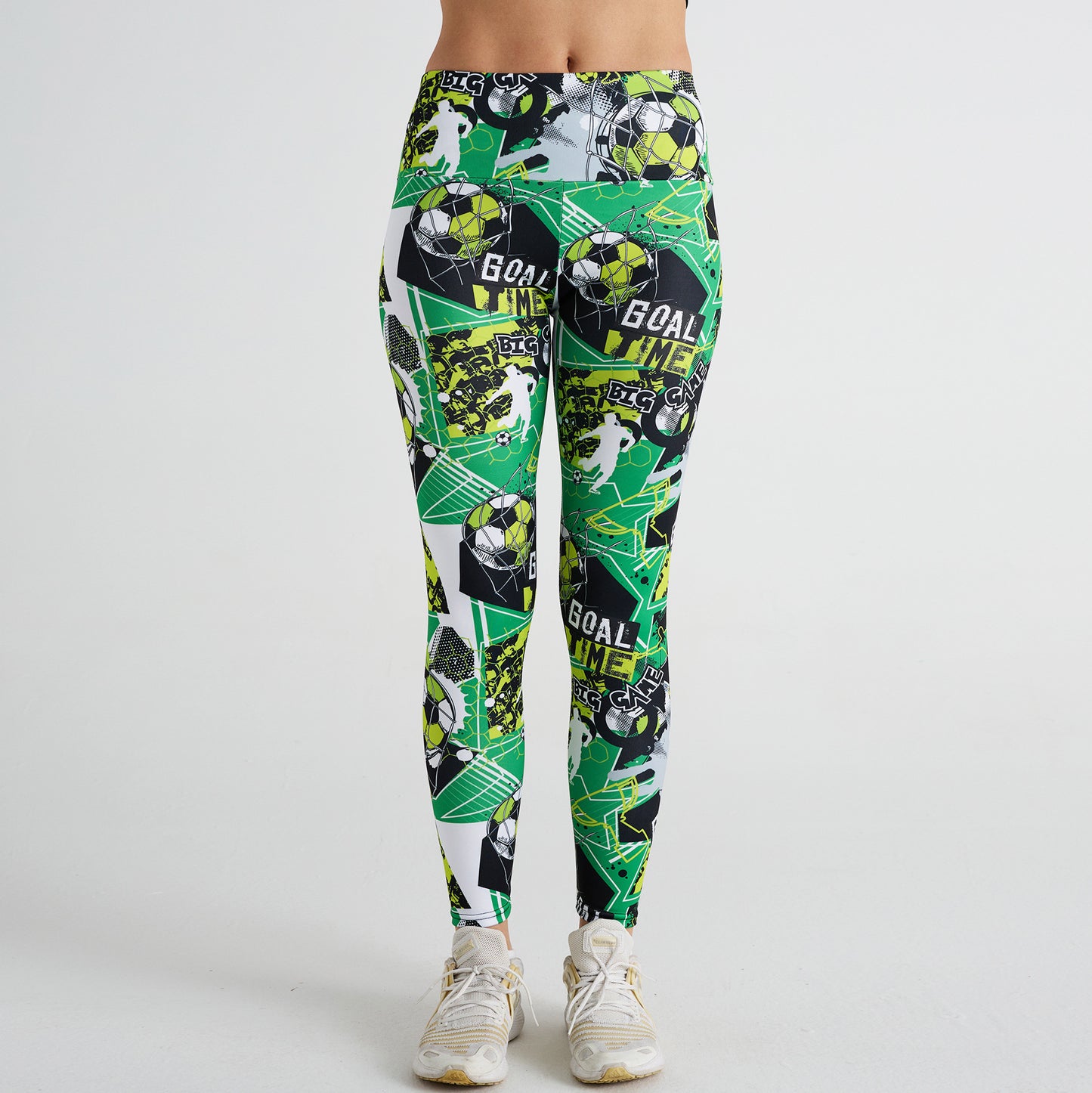 Cartoon Football Print High Waist Sports Fitness Yoga Pants