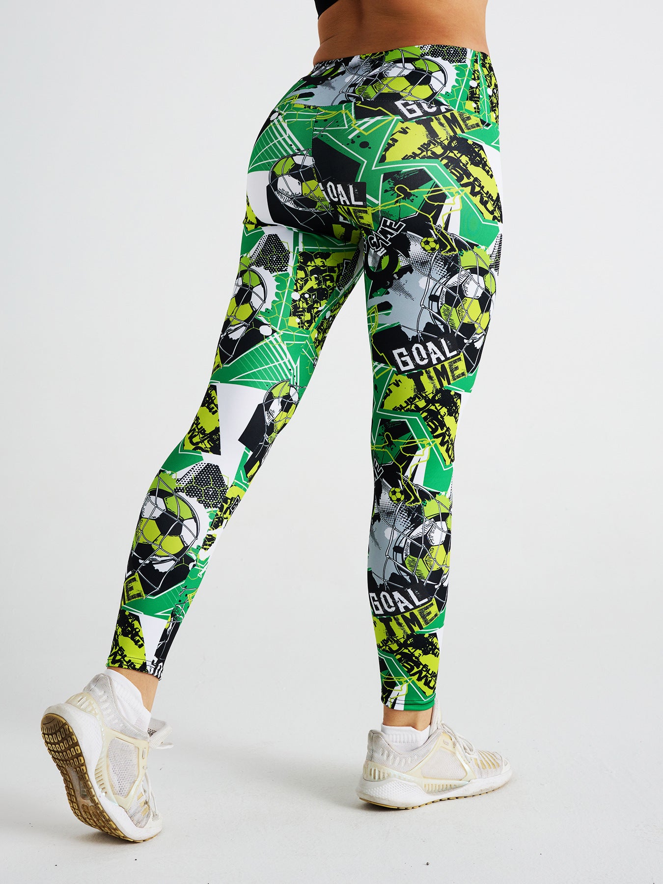 Cartoon Football Print High Waist Sports Fitness Yoga Pants