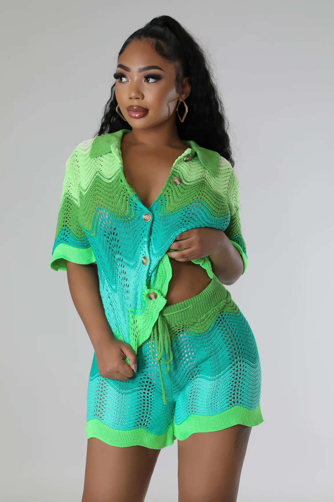 New Knitted Short-sleeved Shorts Casual Suit