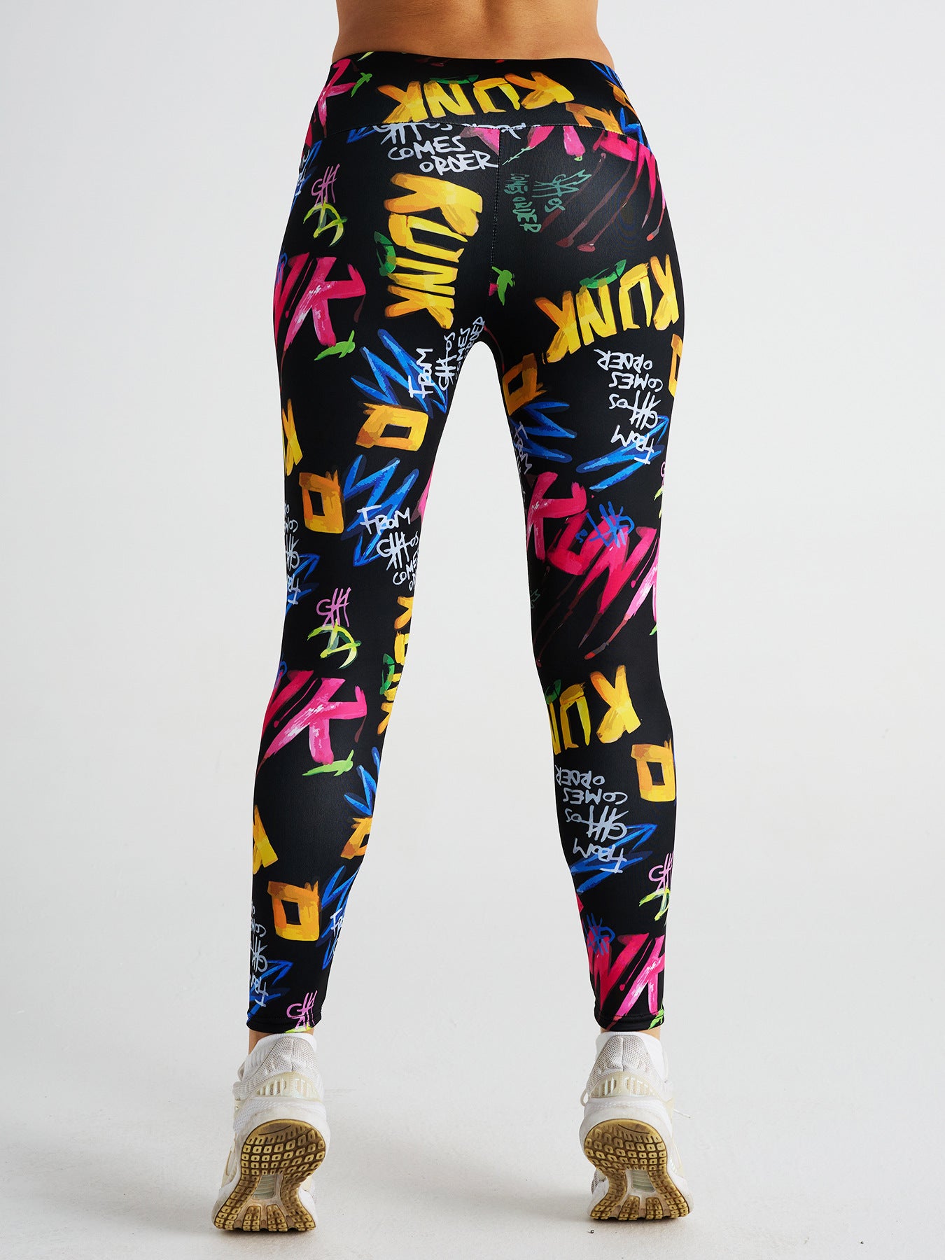 Cartoon Letter Print High Waist Sports Fitness Yoga Pants