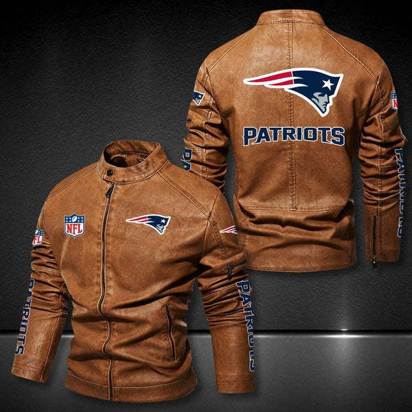 New England Patriots Vintage Distressed Leather Jacket