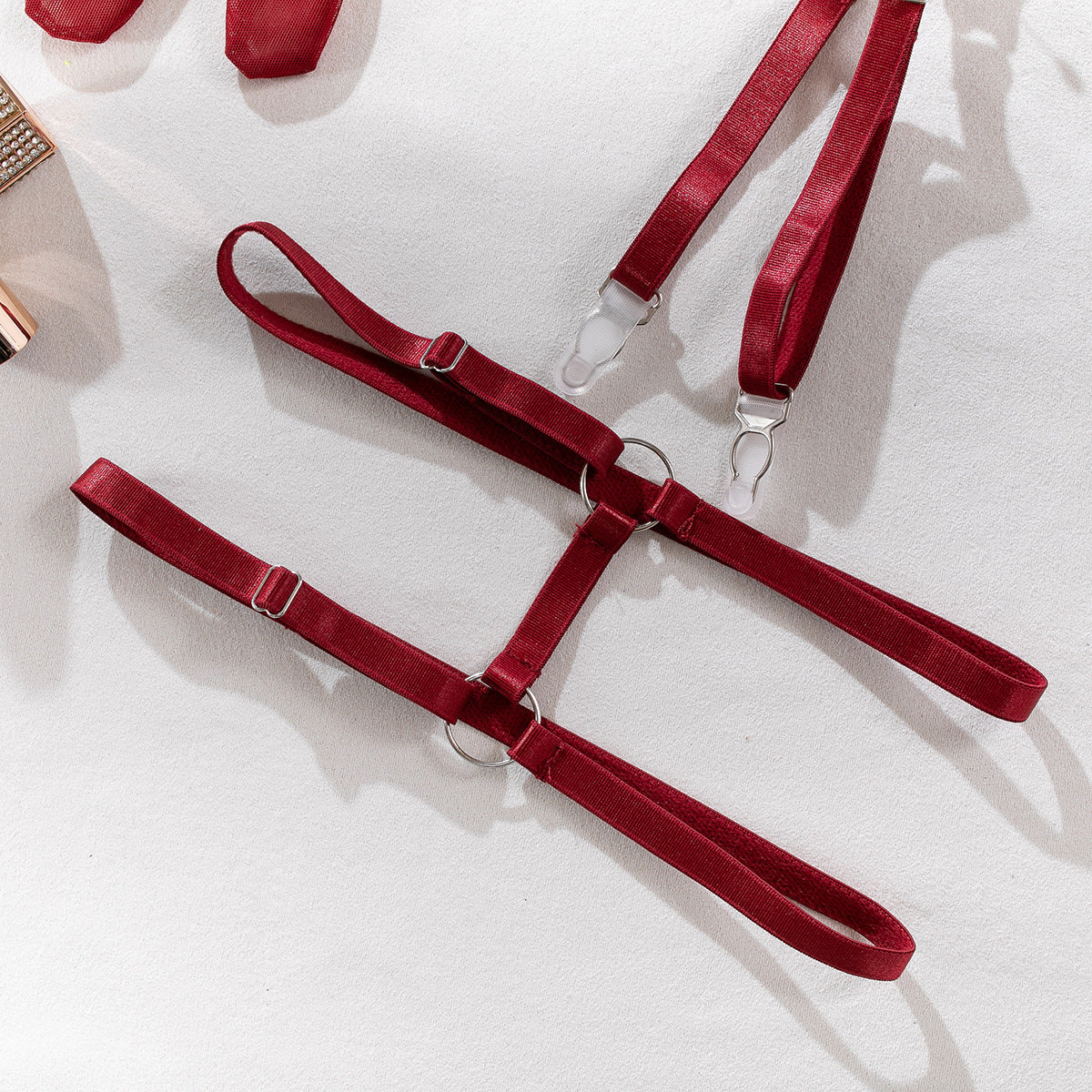 Sexy Ribbon Bowknot Exposing Breast Uniform with Gloves Four-piece Set