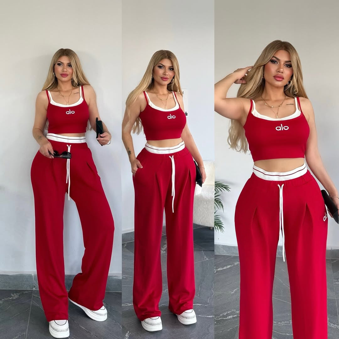 Stylish and Versatile Suspender Wide-leg Pants Casual Suit