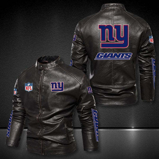 New York Giants Vintage Distressed Leather Jacket