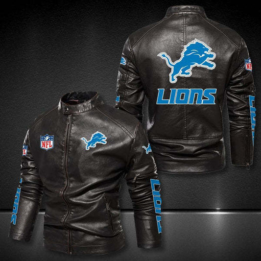 Detroit Lions Vintage Distressed Leather Jacket