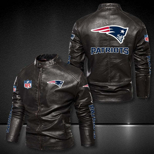 New England Patriots Vintage Distressed Leather Jacket
