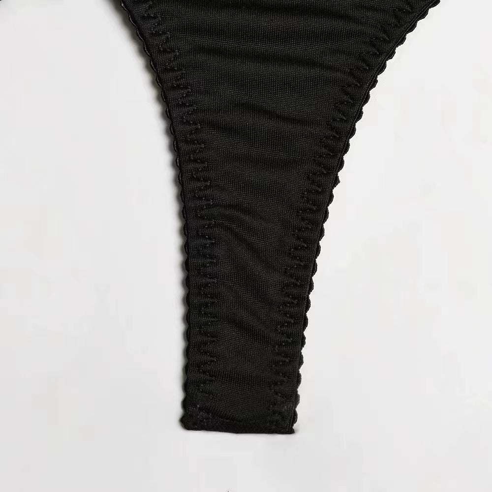 Sexy Transparent Mesh Underwire Gathered Waist Bra Set