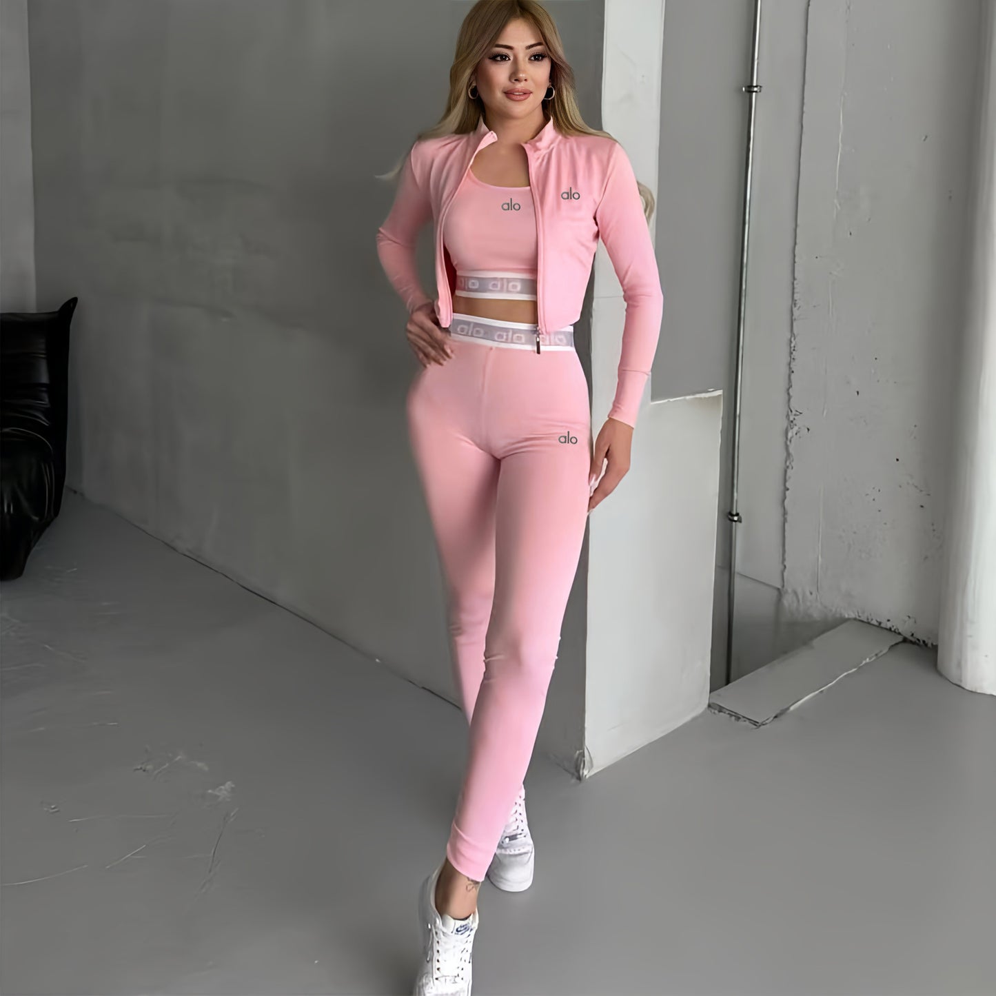 Casual Running Embroidery Yoga Sports Three-Piece Set