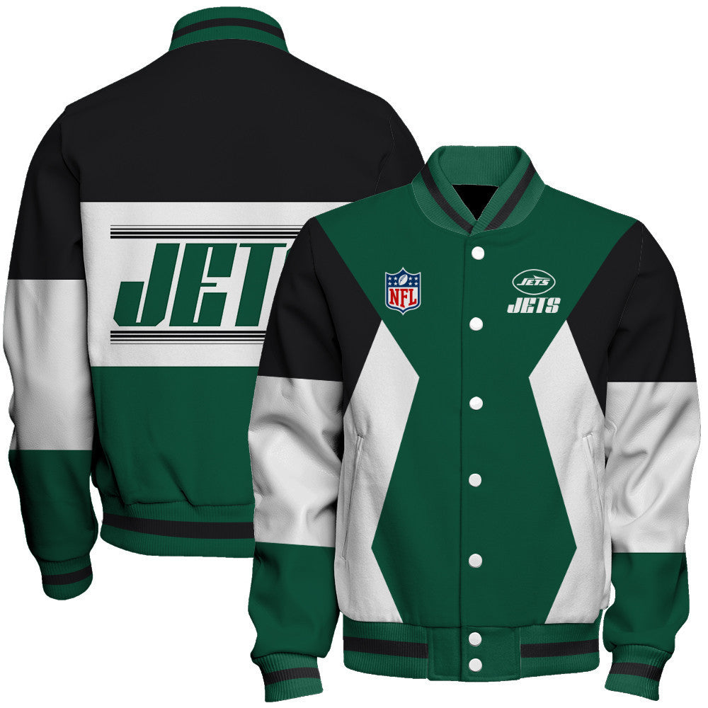 New York Jets Printed Team Color-block Single-layer Thin Stand-collar Jacket
