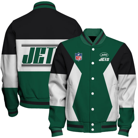 New York Jets Printed Team Color-block Single-layer Thin Stand-collar Jacket