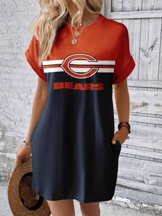 Chicago Bears Stylish Team Print Crew Neck Dress