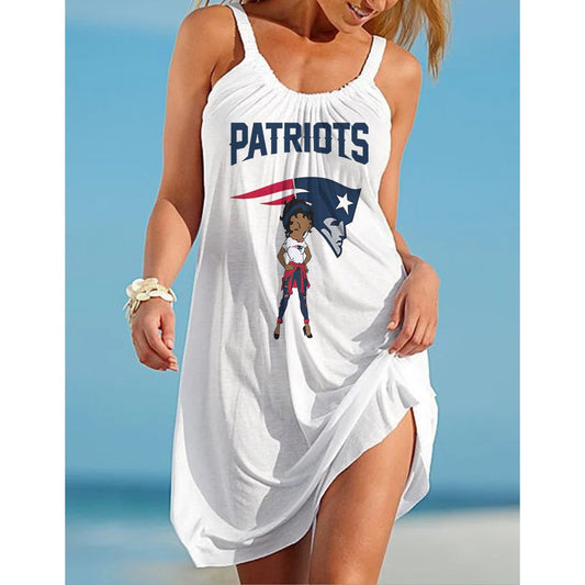 New England Patriots 3D Digital Printed Suspender Dress