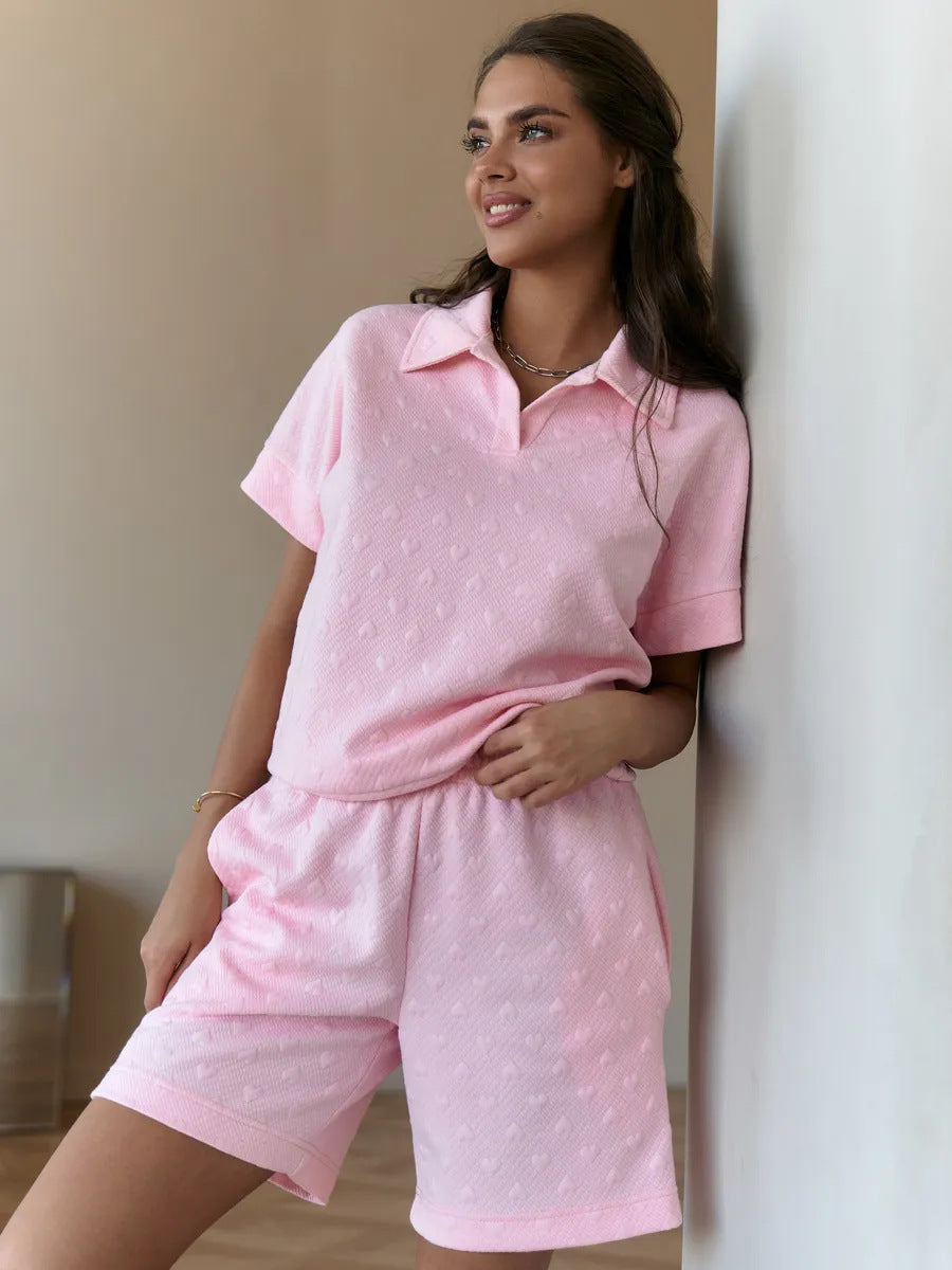 Solid Color Pullover Long-sleeved Sweatshirt and Shorts Casual Set