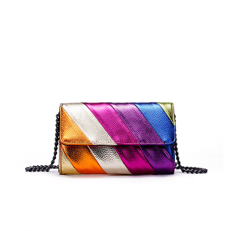 Rainbow Stitching Mobile Phone Shoulder Crossbody Bag