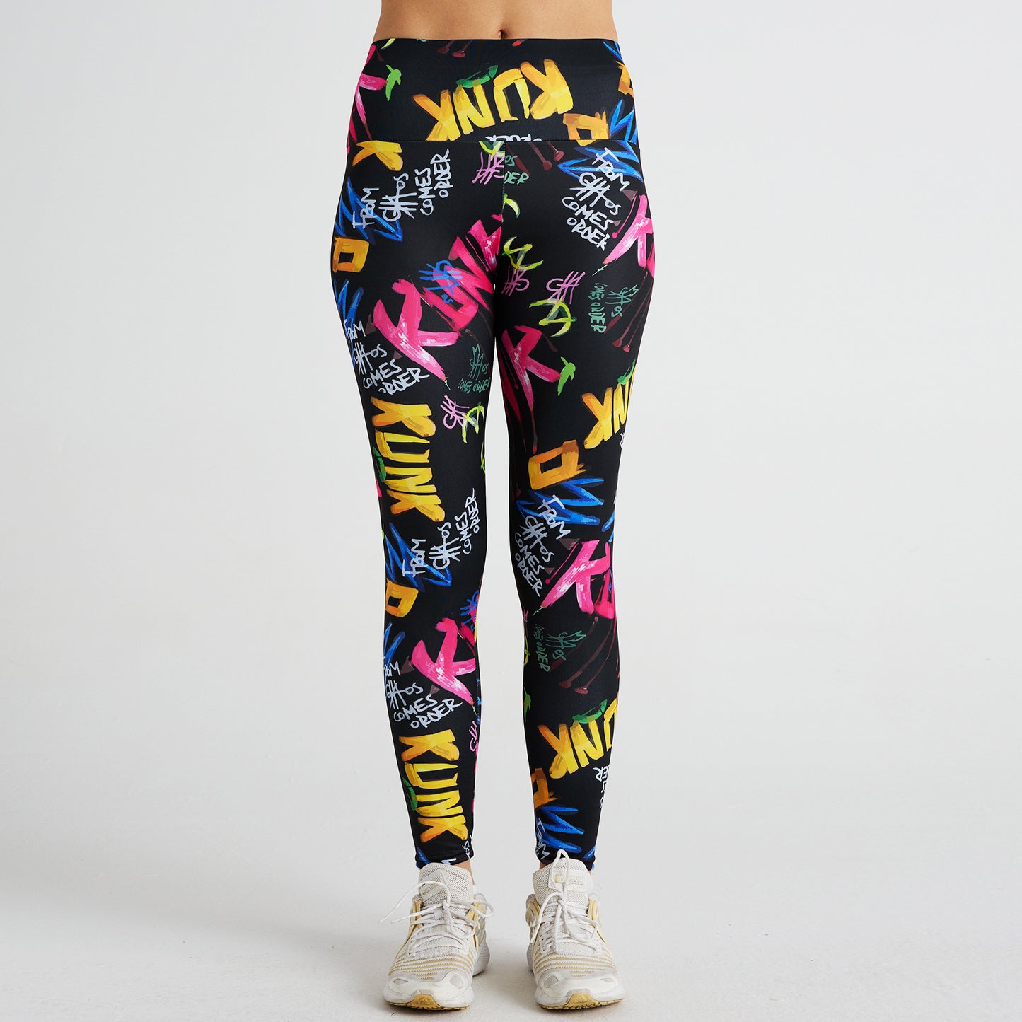 Cartoon Letter Print High Waist Sports Fitness Yoga Pants